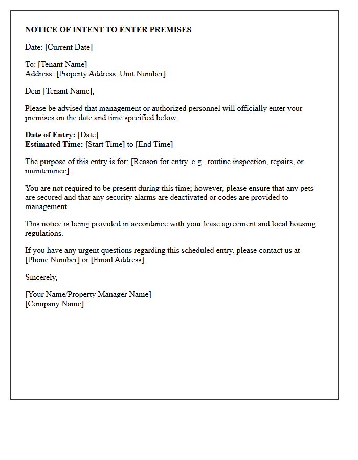 We Will Officially Enter the Premises on the Specified Date and Time