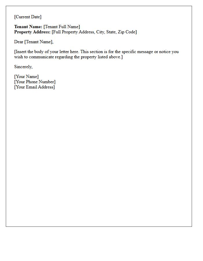 Tenant Name and Property Address