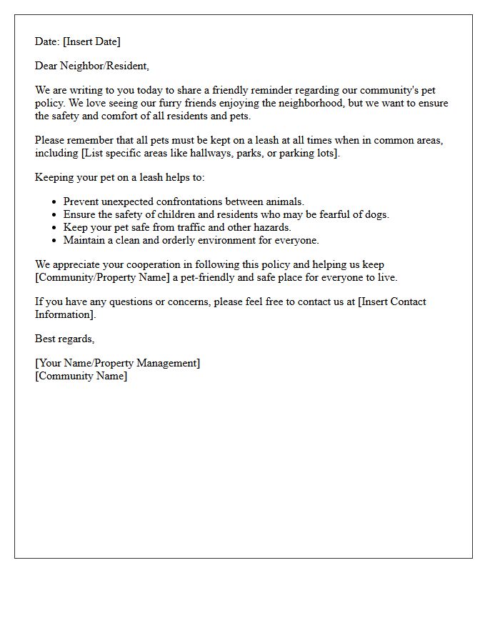 Friendly Reminder Off-Leash Pet Policy Letter