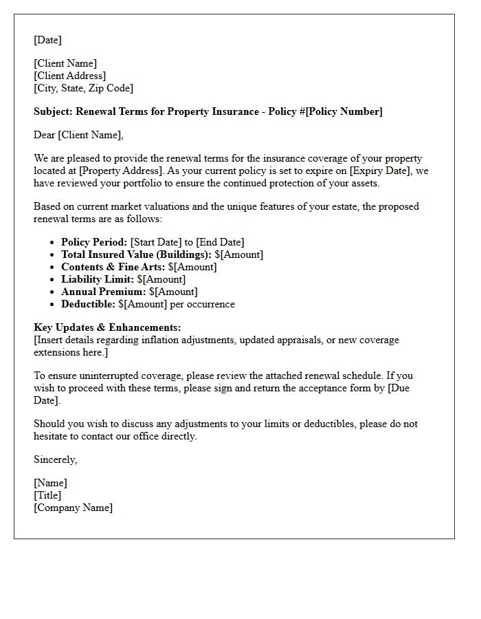 High-Value Property Renewal Terms Letter