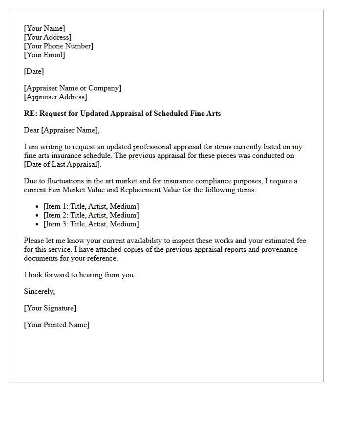 Updated Appraisal Request Letter For Scheduled Fine Arts