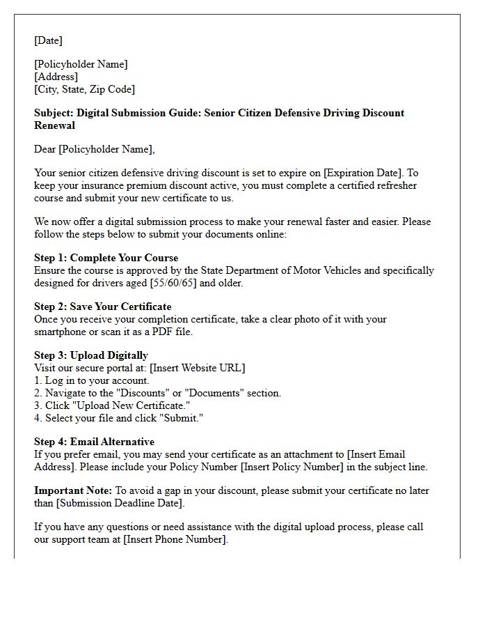 Digital Submission Guide For Senior Citizen Defensive Driving Discount Renewal Letter
