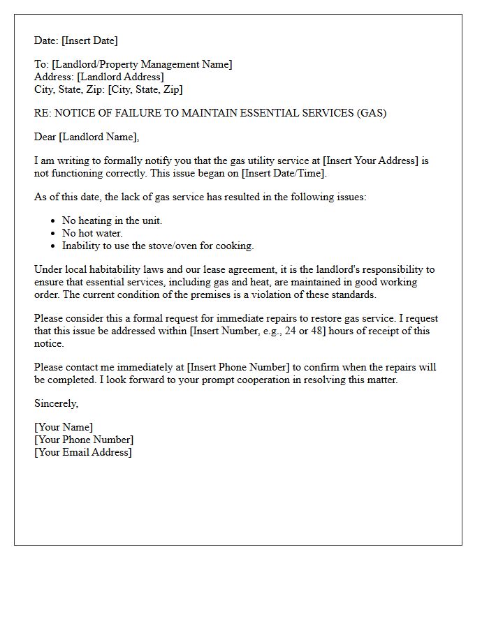 Failure To Maintain Gas Utility Services Letter