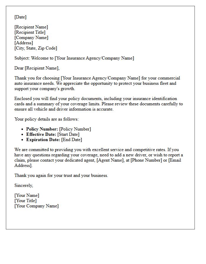 Commercial Auto Insurance Provider Thank You Letter