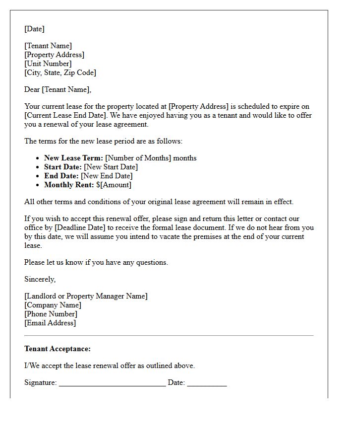 Lease Renewal Offer Letter