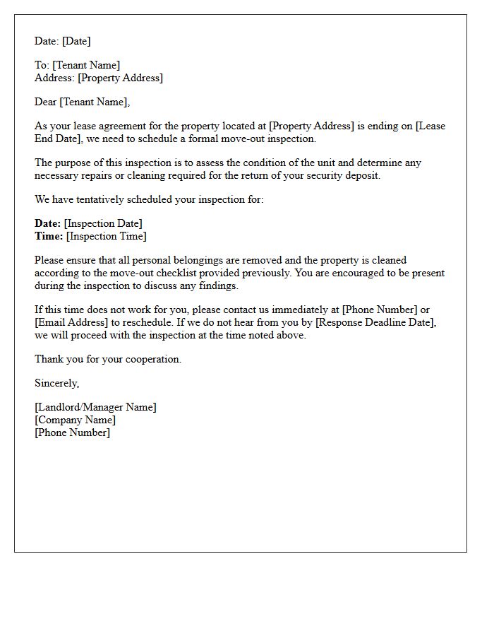 Move-Out Inspection Scheduling Letter