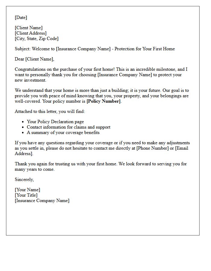 First Home Insurance Protection Thank You Letter