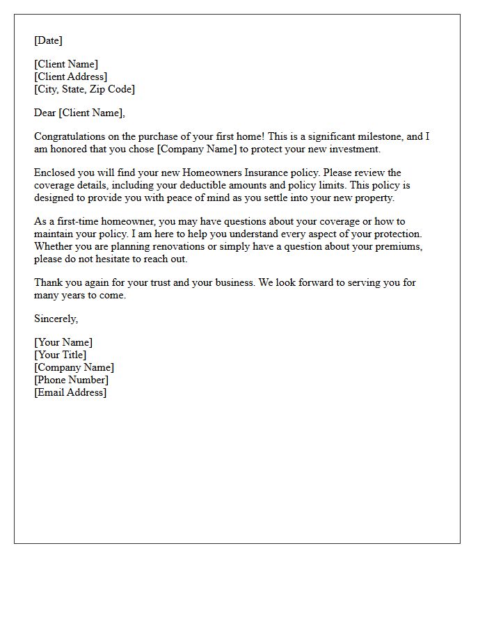 First Home Policy Introduction and Thank You Letter