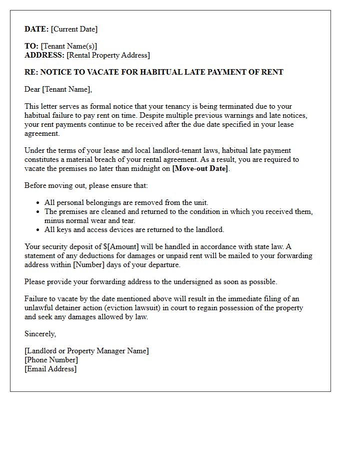 Final Eviction Letter for Habitual Late Payments