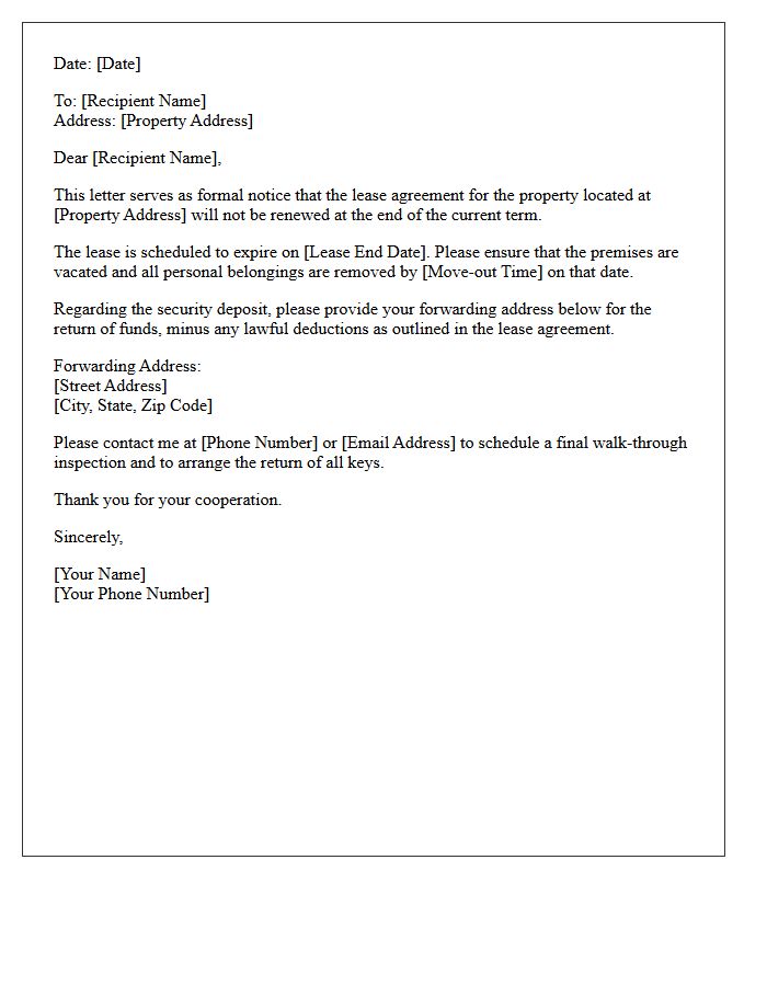 End of Lease Term Non-Renewal Letter