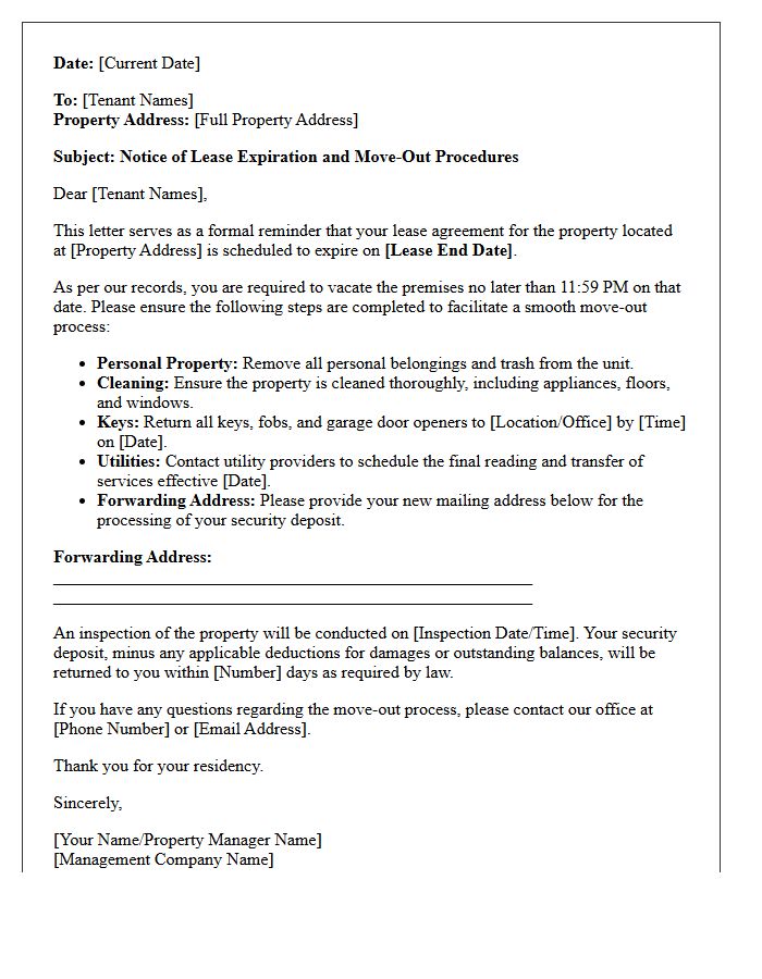 Property Management Lease Expiration Vacate Letter