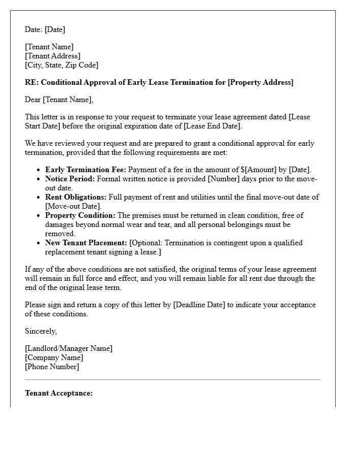 Conditional Approval of Early Lease Termination Letter