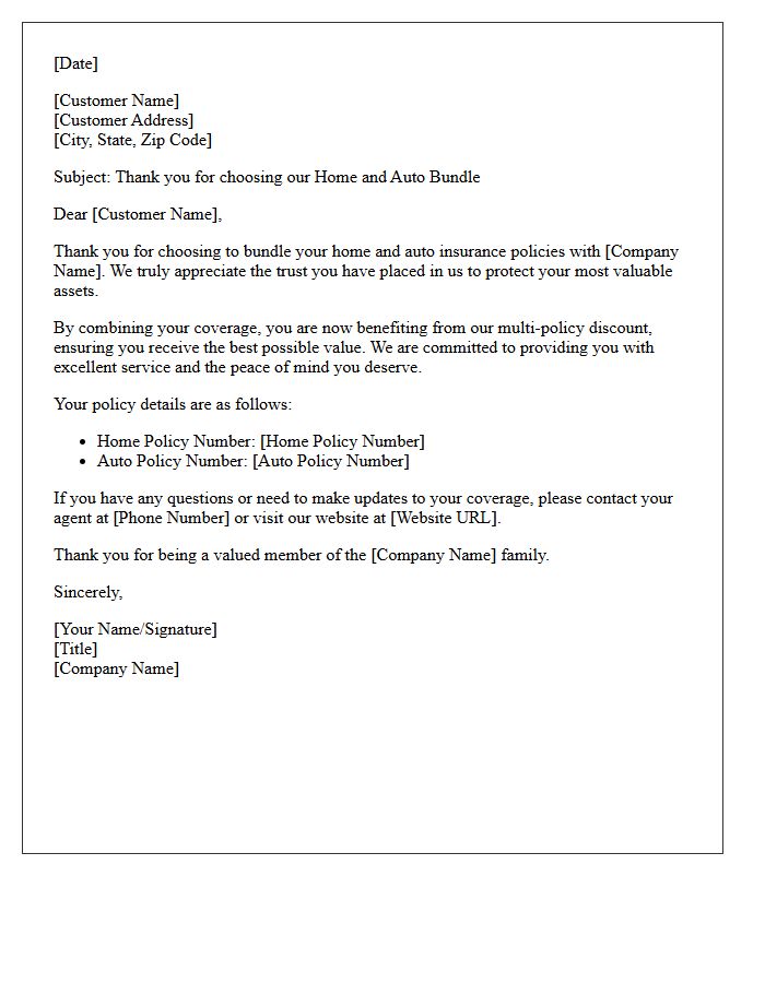 Appreciation Letter for Your Home and Auto Insurance Bundle