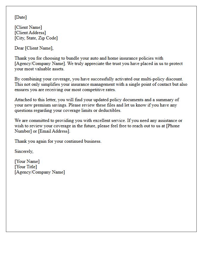 Gratitude Letter for Combining Your Auto and Home Insurance