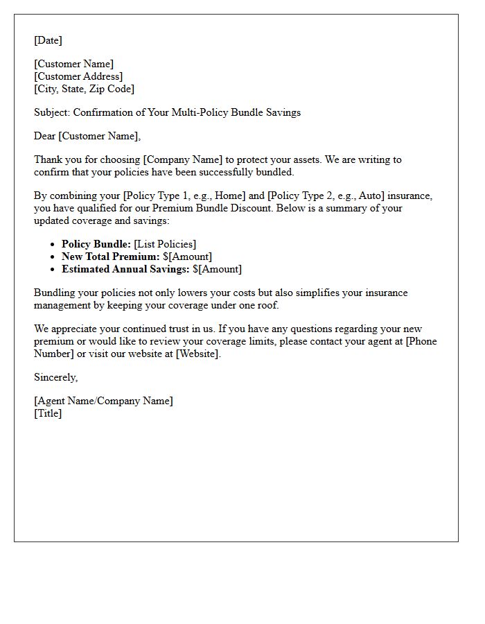 Premium Savings and Thank You Letter for Bundled Policies