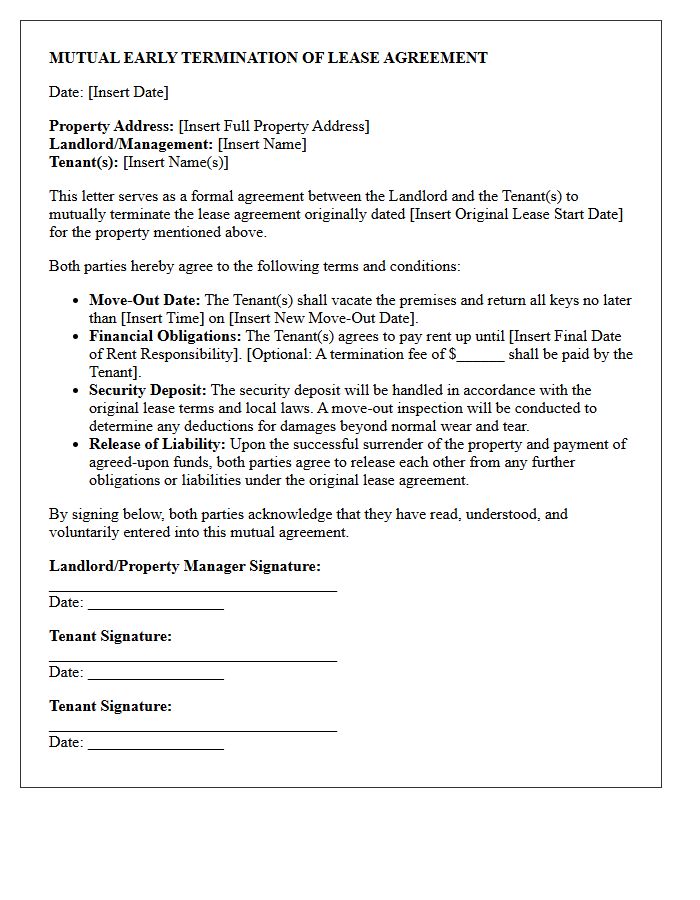 Property Management Mutual Early Move-Out Consent Letter