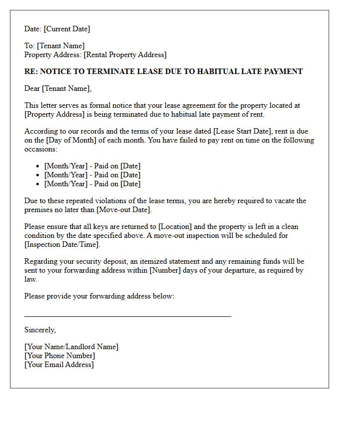 Lease Termination Letter for Habitual Late Payment