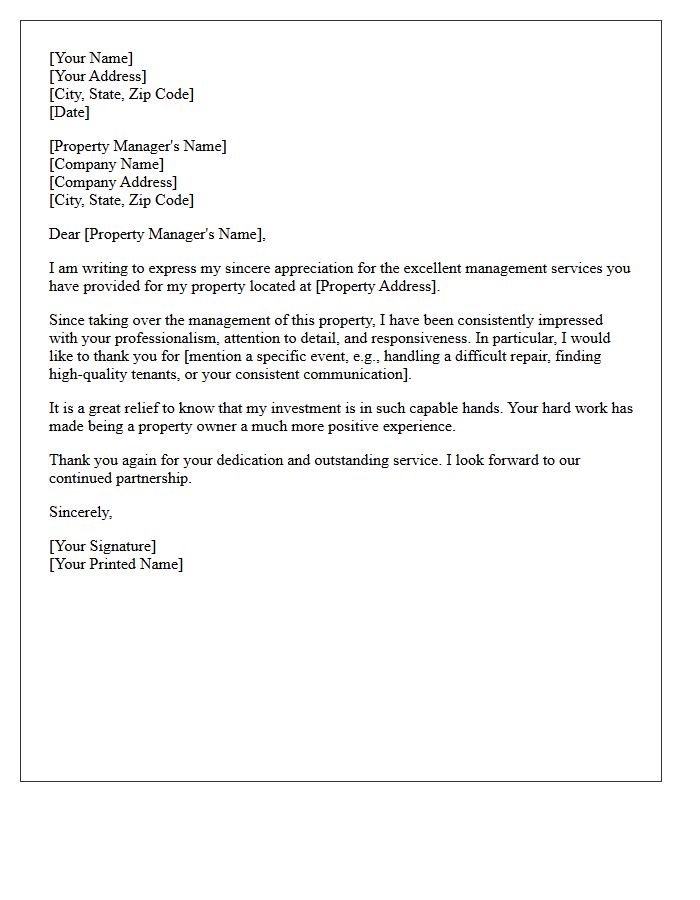Appreciation for Property Management Services