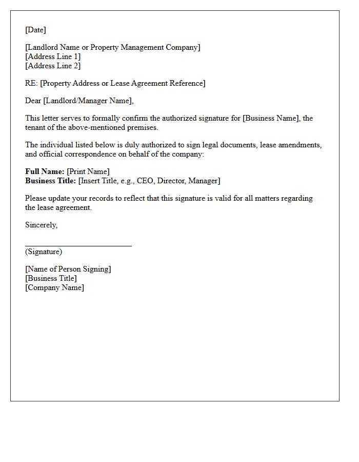 Authorized Tenant Signature and Business Title