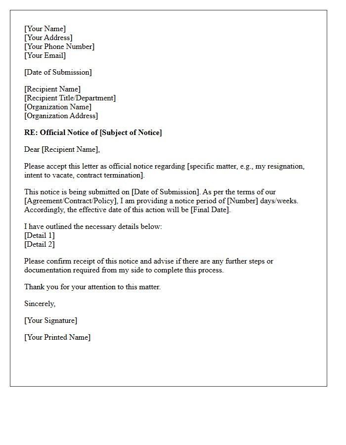 Date of Official Notice Submission