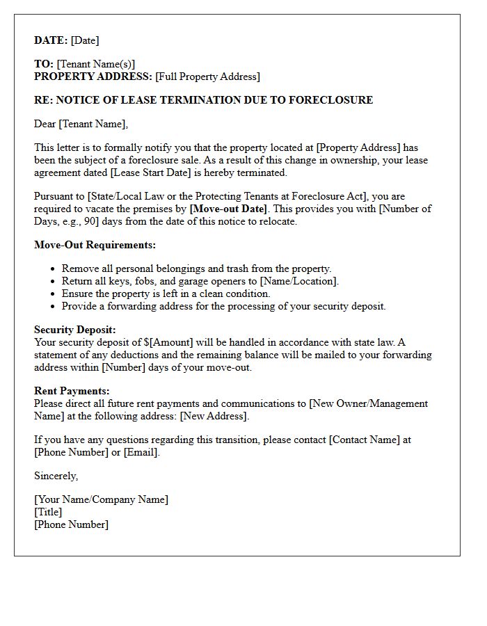 Property Management Foreclosure Lease Termination Letter