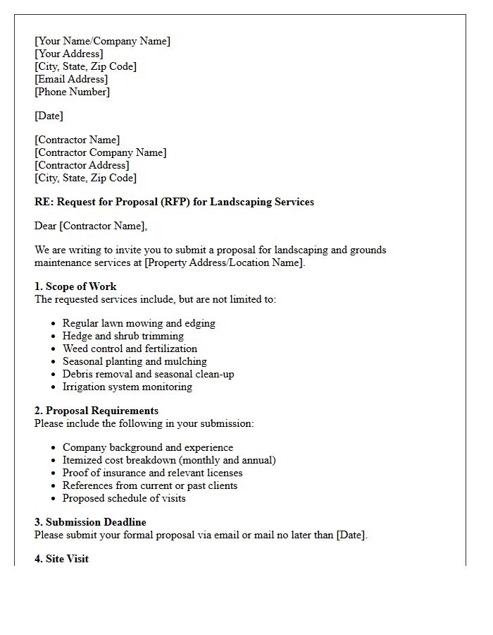 Request For Proposal For Landscaping Services Letter