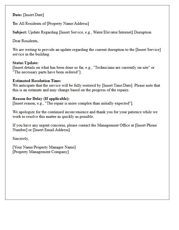 Resident Update Letter on Service Disruption