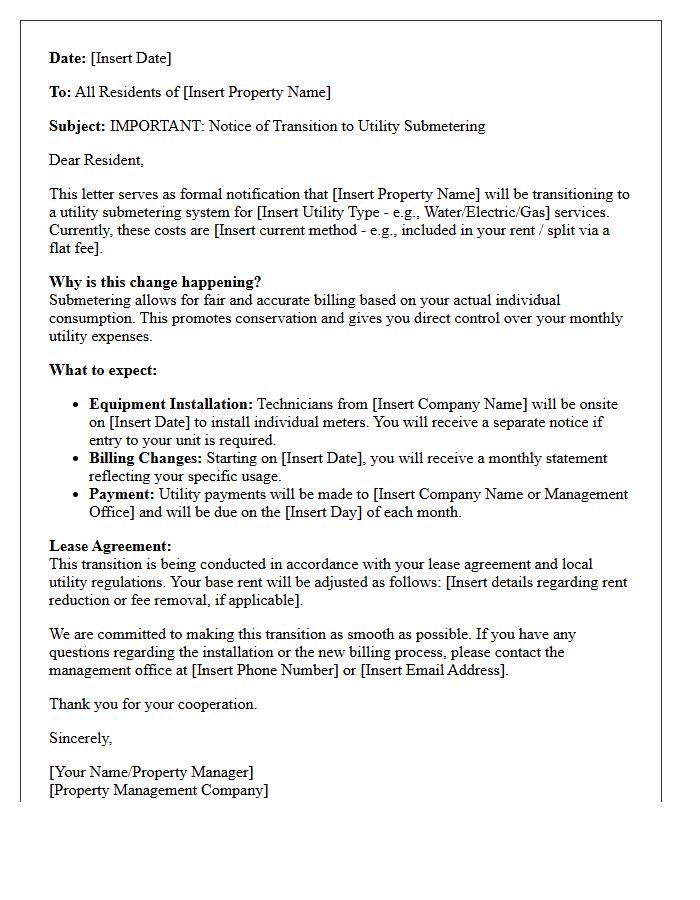 Initial Announcement Letter For Submeter Utility Transition