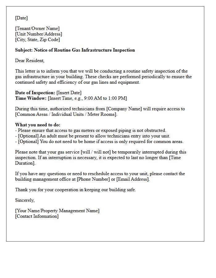 Building Gas Infrastructure Routine Check Letter