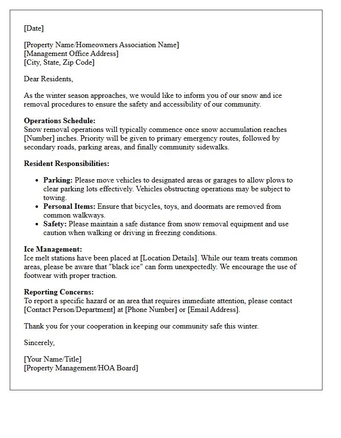 Residential Community Snow And Ice Removal Operations Letter