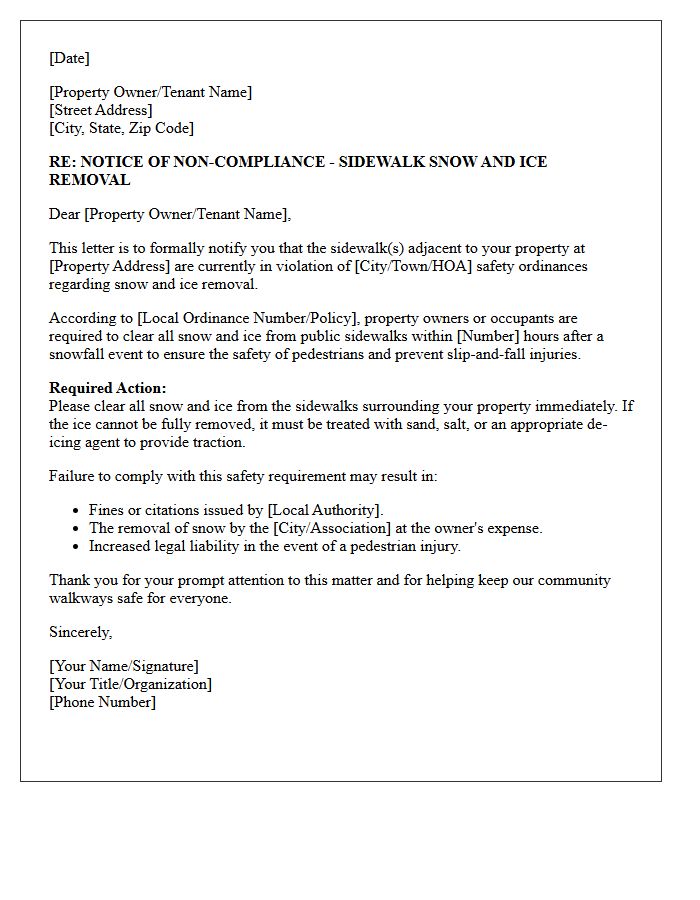 Sidewalk Snow And Ice Removal Safety Compliance Letter