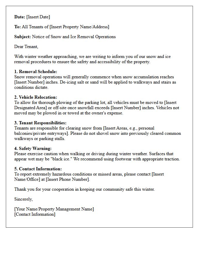 Tenant Notice Of Snow And Ice Removal Operations Letter