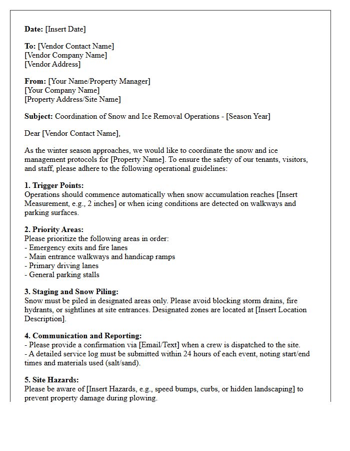 Vendor Snow And Ice Removal Operations Coordination Letter