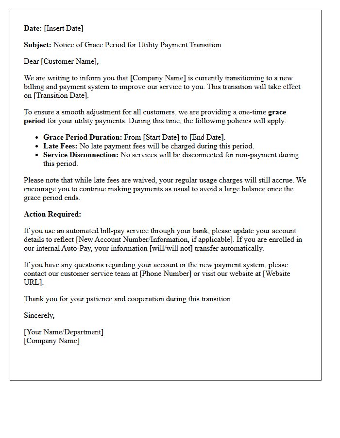 Grace Period Announcement Letter for Utility Payment Transition