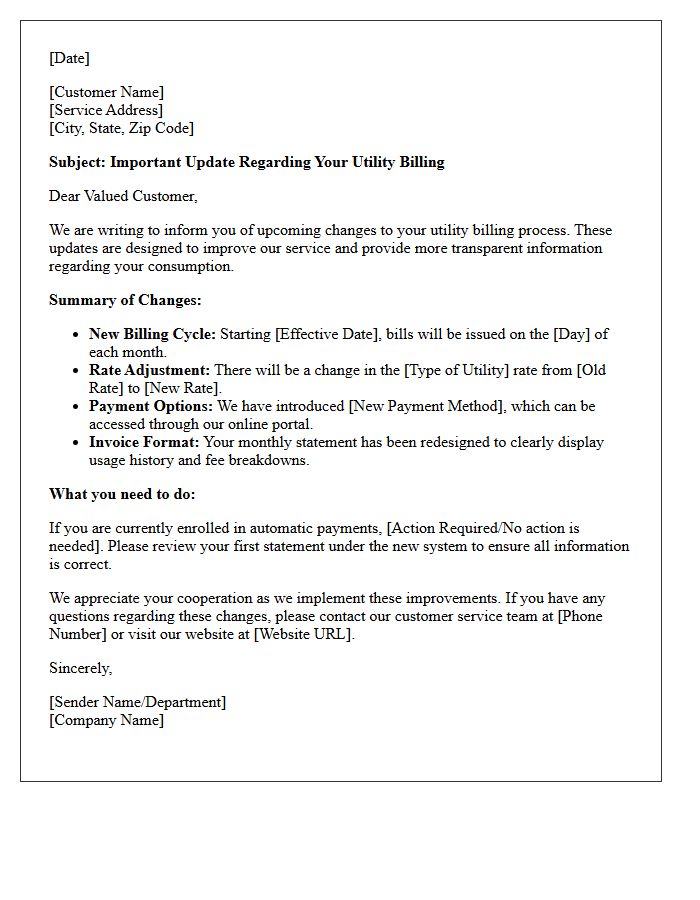 Important Update Letter on Utility Billing Changes