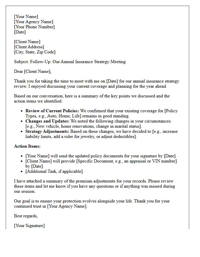Follow-Up Letter After Your Annual Insurance Strategy Meeting
