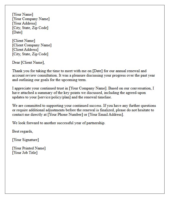 Renewal and Review Consultation Thank You Letter