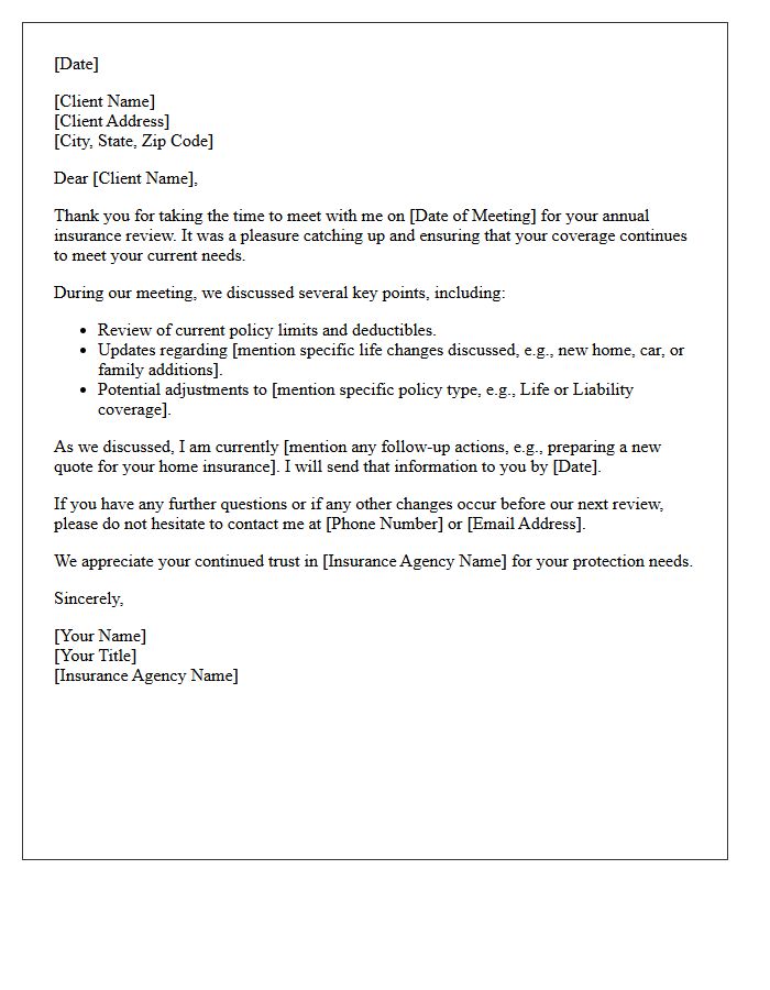 Thank You Letter for Attending Your Annual Insurance Review