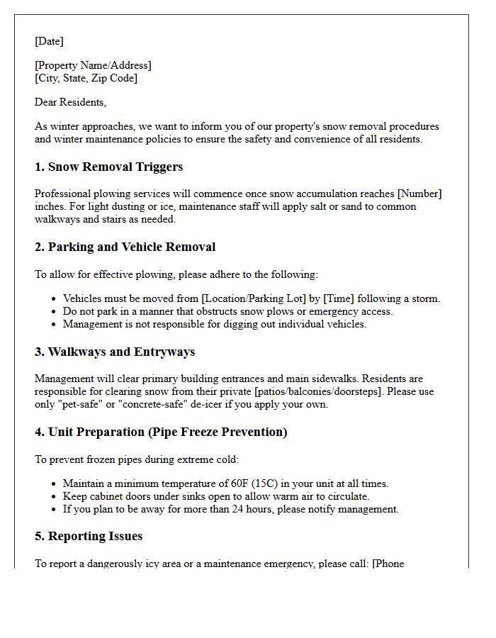 Property Management Winter Maintenance And Snow Policy Letter