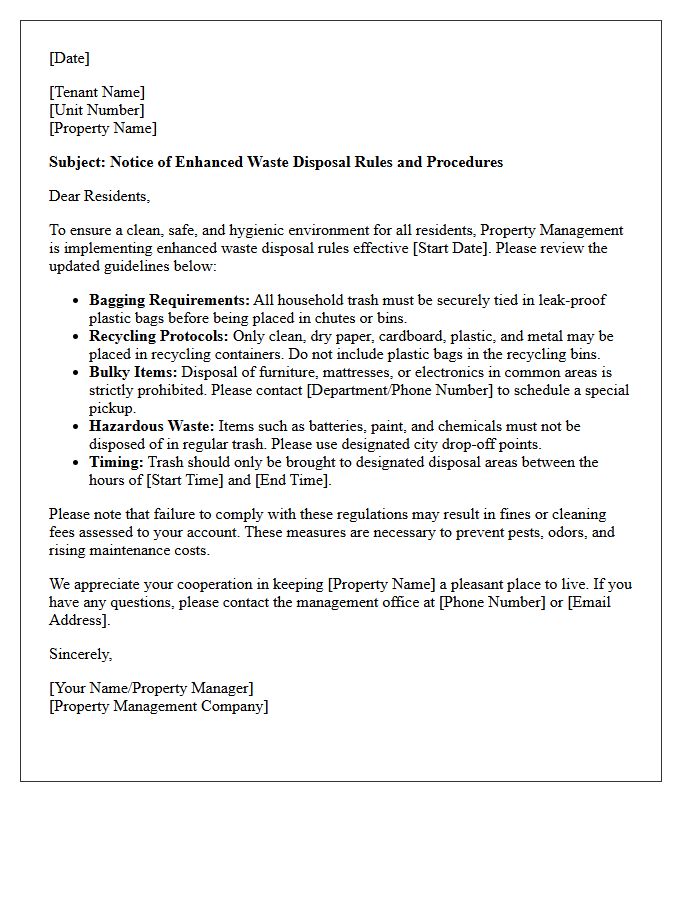 Property Management Letter On Enhanced Waste Disposal Rules