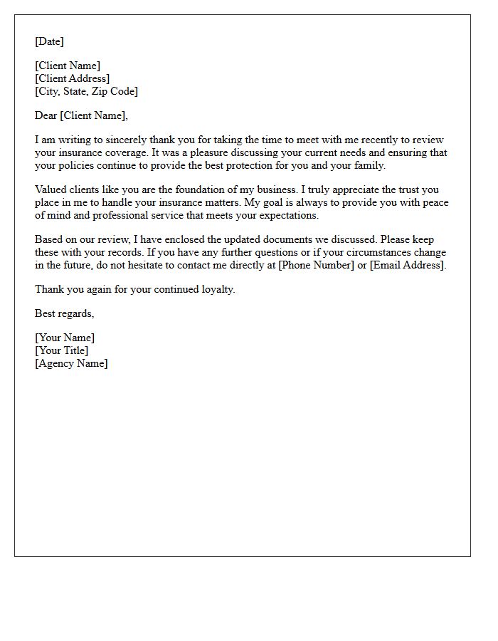 Personal Thank You Letter for Your Valued Insurance Review