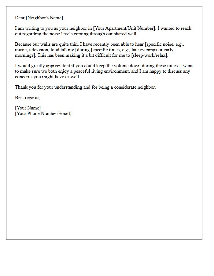 Shared Wall Noise Etiquette Letter