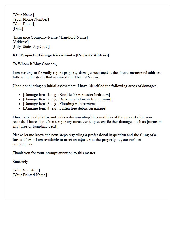 Post-Storm Property Damage Assessment Letter