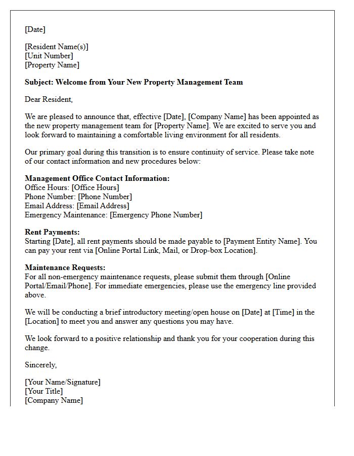 Greeting Letter From the Newly Appointed Property Management Team