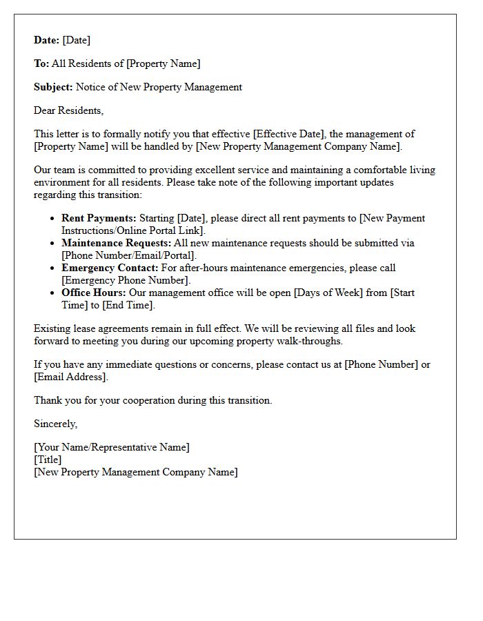 Notice Letter to Residents Introducing the New Property Management Company