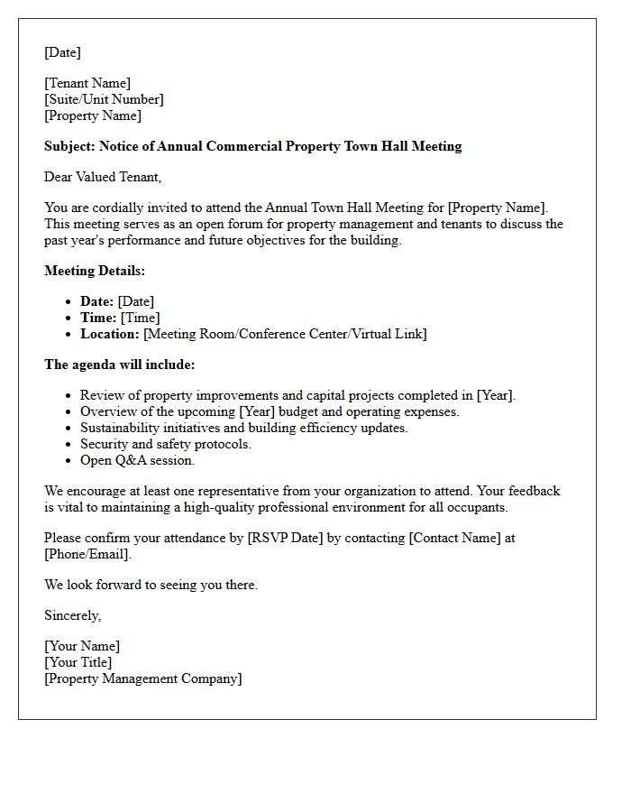 Commercial Property Annual Town Hall Meeting Letter