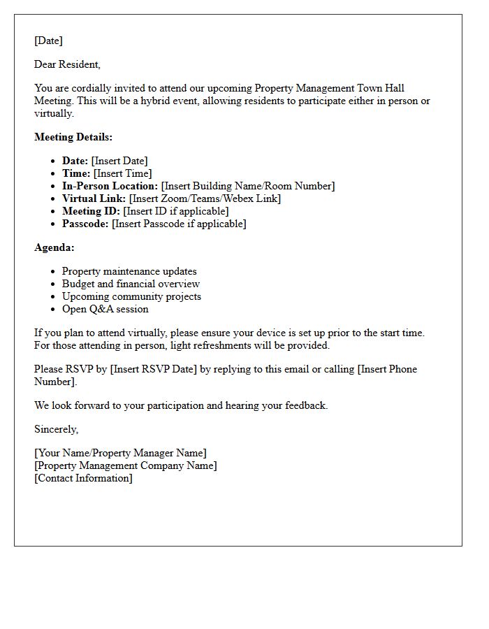Hybrid Property Management Town Hall Invitation Letter