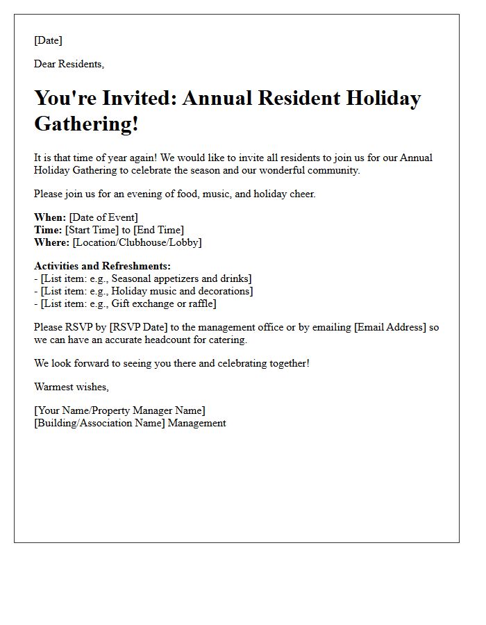 Annual Resident Holiday Gathering Invitation Letter