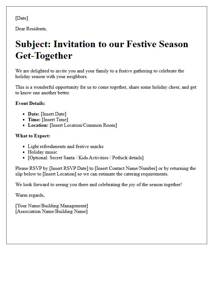 Festive Season Resident Get Together Announcement Letter