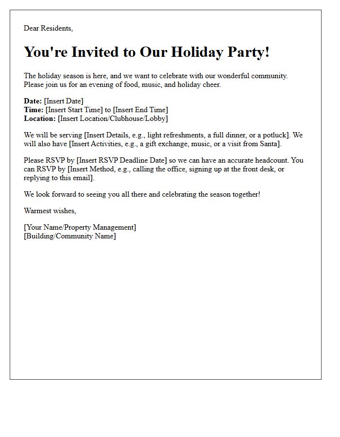 Resident Holiday Party Announcement Letter